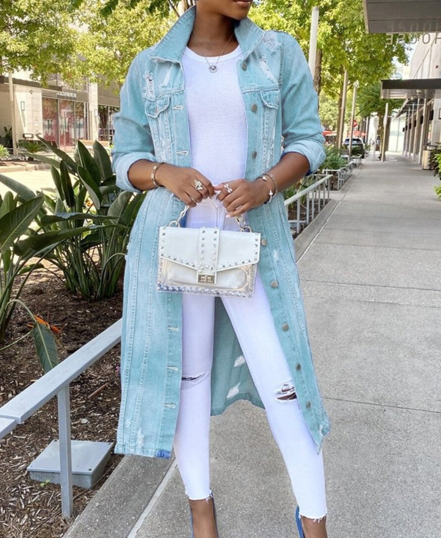 Lange Jeansjacke für Damen