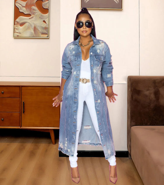 Lange Jeansjacke für Damen