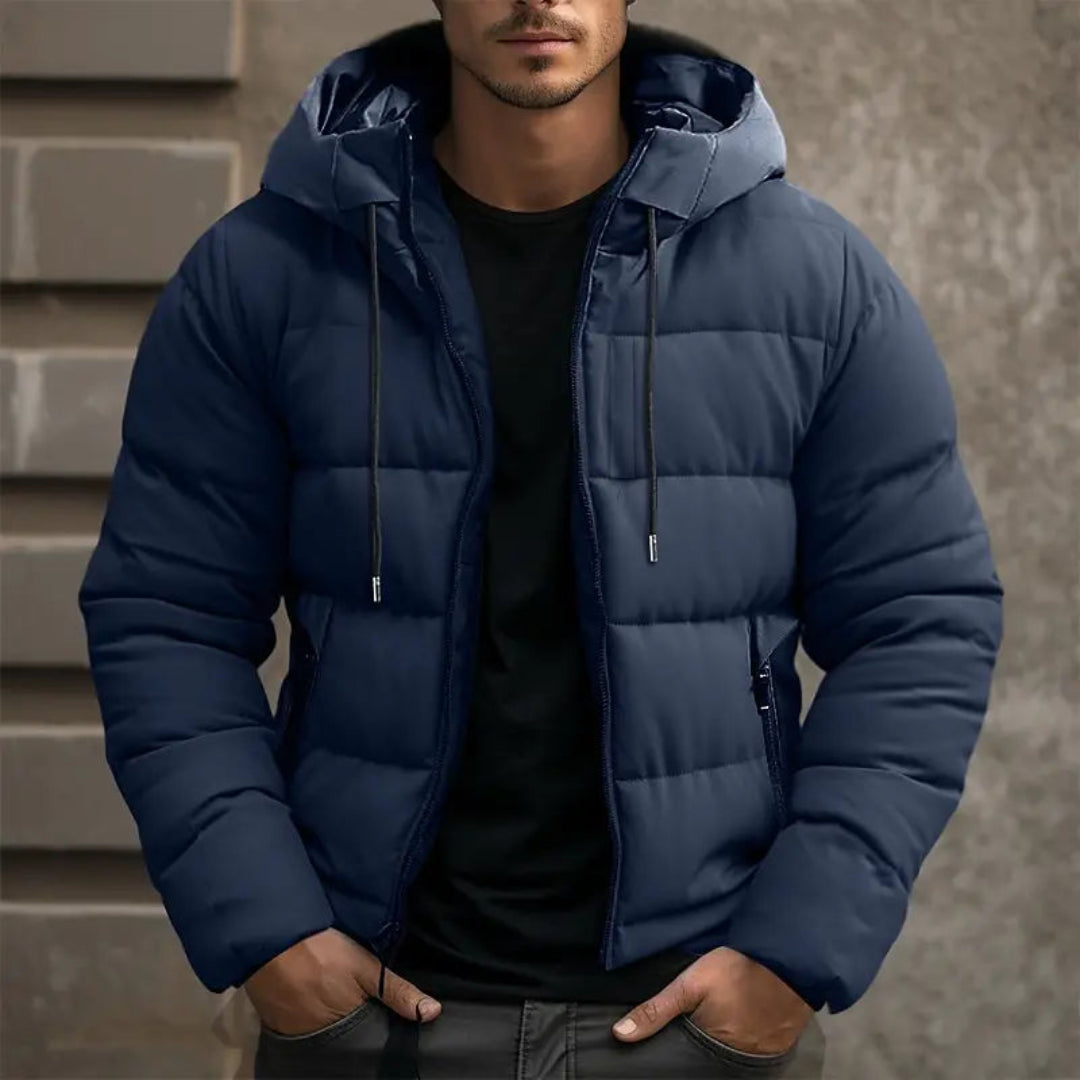 Pufferjacke für Herren mit Kapuze und Reißverschluss