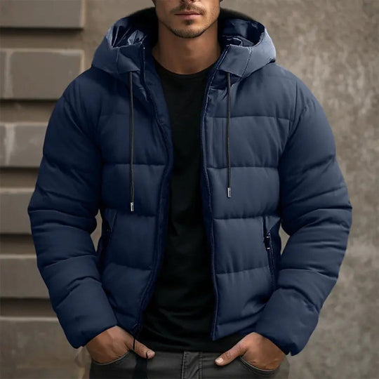 Pufferjacke für Herren mit Kapuze und Reißverschluss