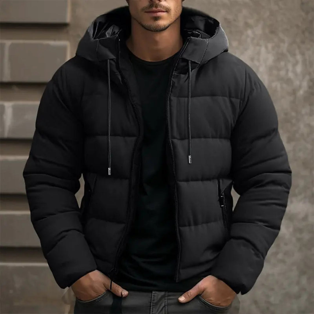 Pufferjacke für Herren mit Kapuze und Reißverschluss
